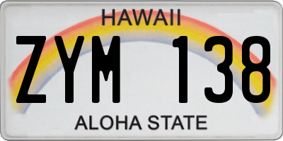 HI license plate ZYM138