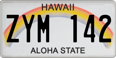 HI license plate ZYM142