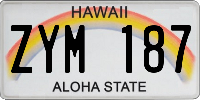 HI license plate ZYM187