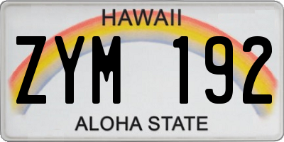 HI license plate ZYM192