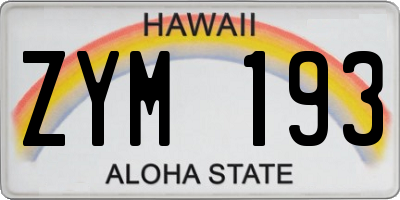 HI license plate ZYM193