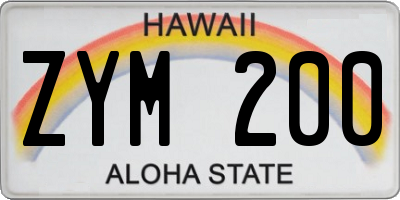 HI license plate ZYM200