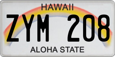 HI license plate ZYM208