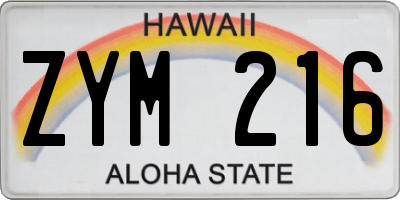 HI license plate ZYM216