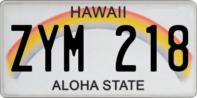 HI license plate ZYM218