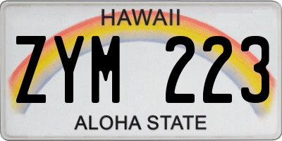 HI license plate ZYM223