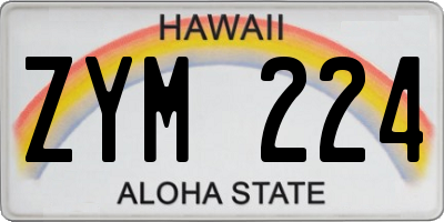 HI license plate ZYM224