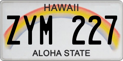 HI license plate ZYM227