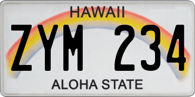 HI license plate ZYM234