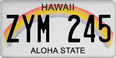 HI license plate ZYM245
