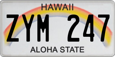 HI license plate ZYM247