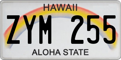 HI license plate ZYM255