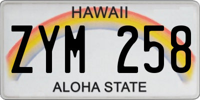 HI license plate ZYM258