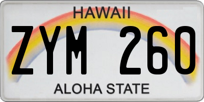 HI license plate ZYM260