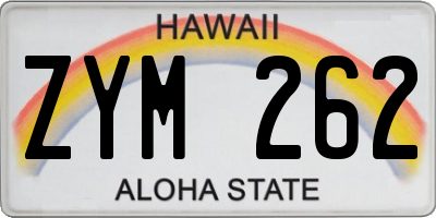 HI license plate ZYM262
