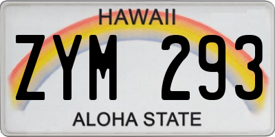 HI license plate ZYM293