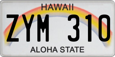 HI license plate ZYM310