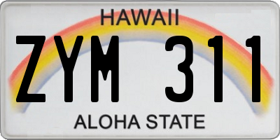 HI license plate ZYM311
