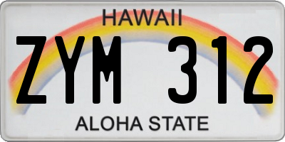 HI license plate ZYM312