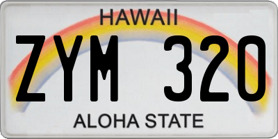 HI license plate ZYM320