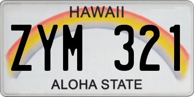HI license plate ZYM321