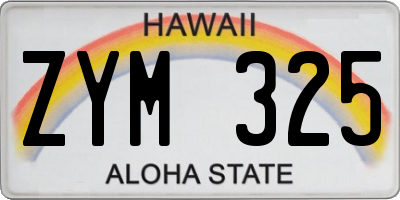 HI license plate ZYM325