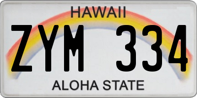 HI license plate ZYM334