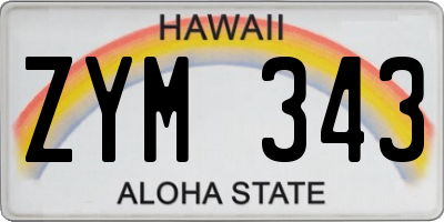 HI license plate ZYM343
