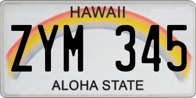 HI license plate ZYM345