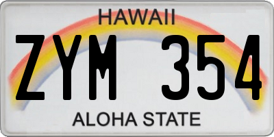HI license plate ZYM354
