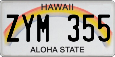 HI license plate ZYM355