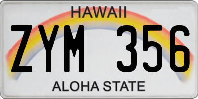 HI license plate ZYM356