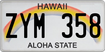 HI license plate ZYM358