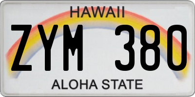 HI license plate ZYM380