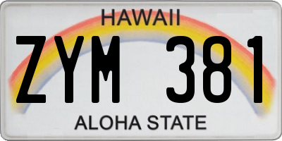 HI license plate ZYM381