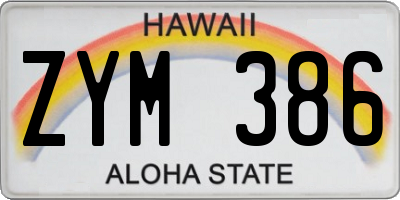 HI license plate ZYM386
