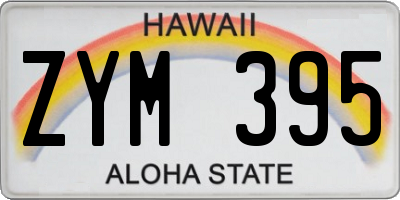 HI license plate ZYM395