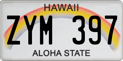 HI license plate ZYM397