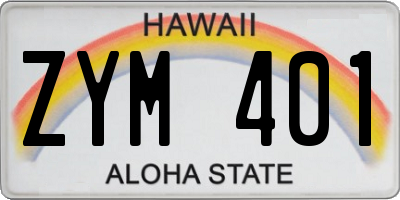 HI license plate ZYM401