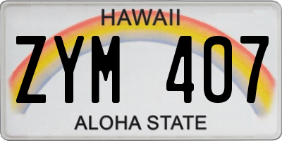 HI license plate ZYM407