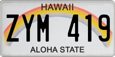 HI license plate ZYM419