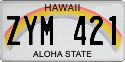 HI license plate ZYM421