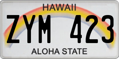 HI license plate ZYM423