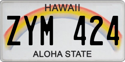 HI license plate ZYM424