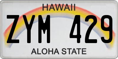 HI license plate ZYM429