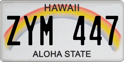 HI license plate ZYM447