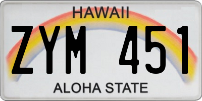 HI license plate ZYM451