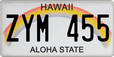 HI license plate ZYM455