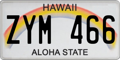 HI license plate ZYM466