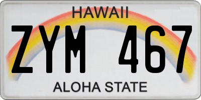 HI license plate ZYM467